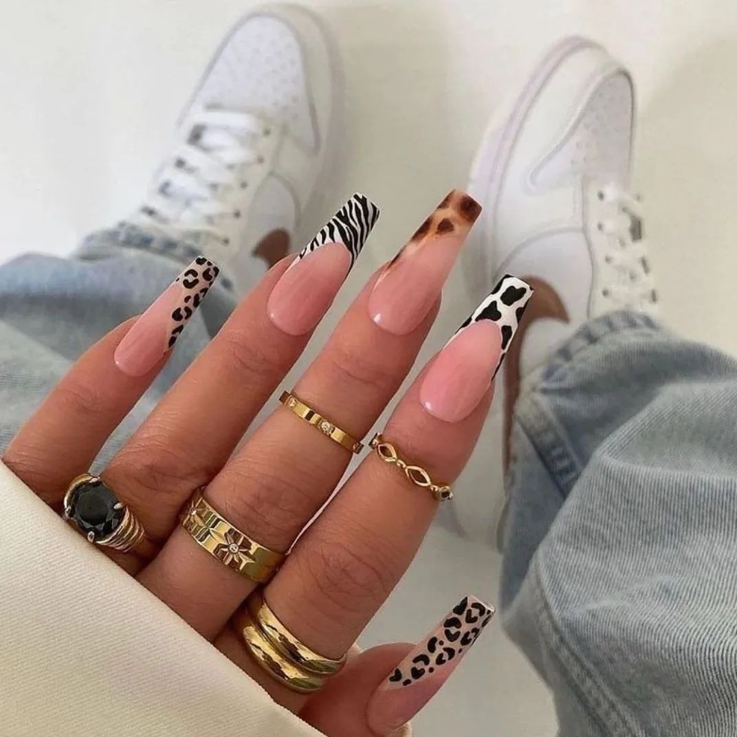 Multi-Pattern Animal Print Nails