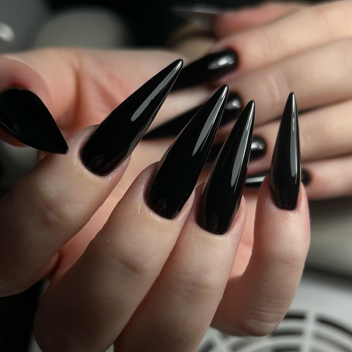 Long Pointed Black Nails