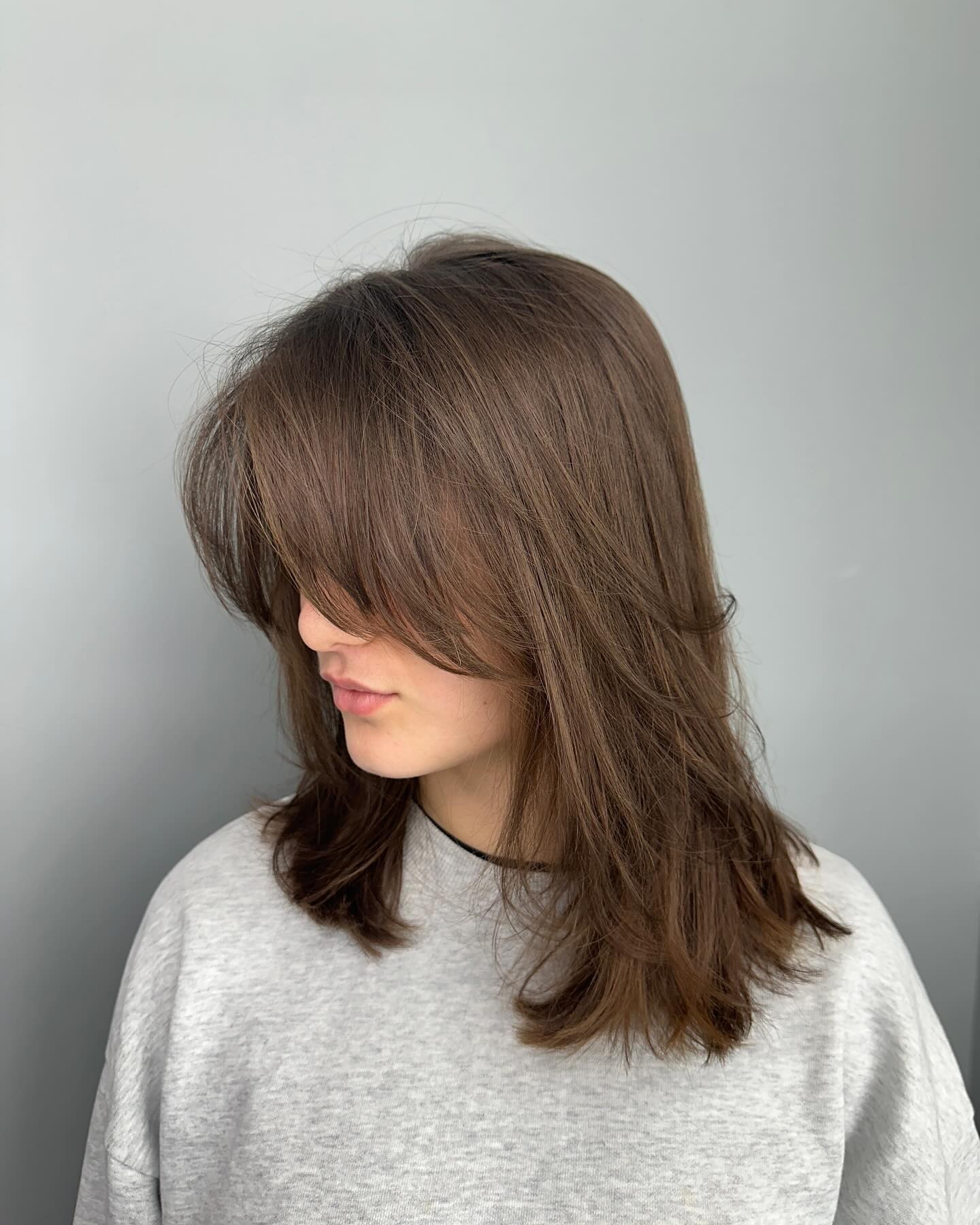 Softly Angled Layers with Side Bangs