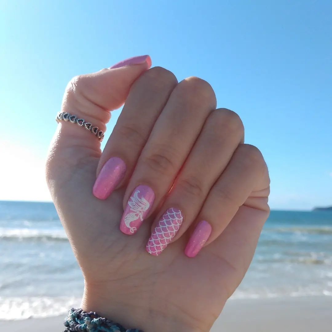 Pink Mermaid with a Beach Vibe