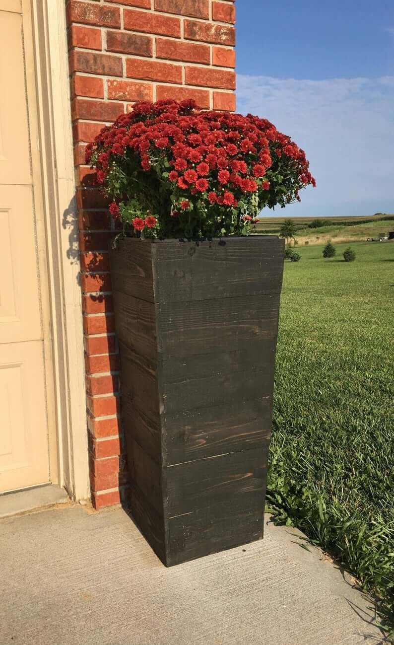 Tall Tapered Cedar Wood Planter