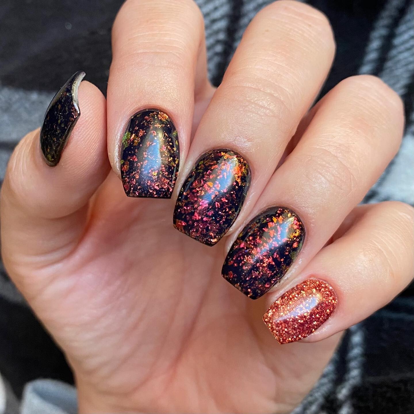 Black with Fiery Glitter