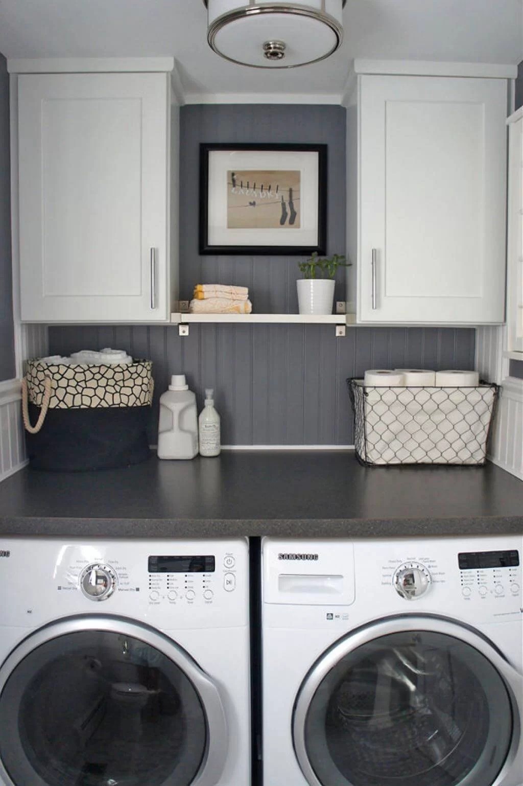 Create a Warm Laundry Room with Gray and White