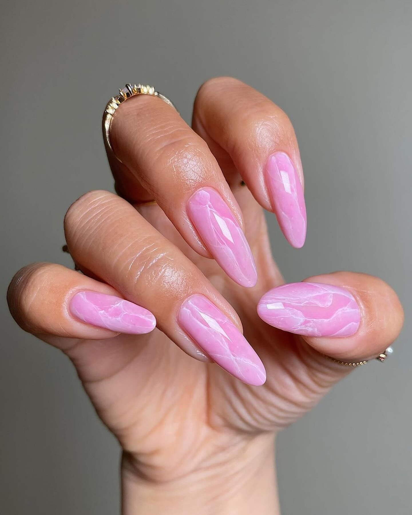 Marble Pink with Almond Shape