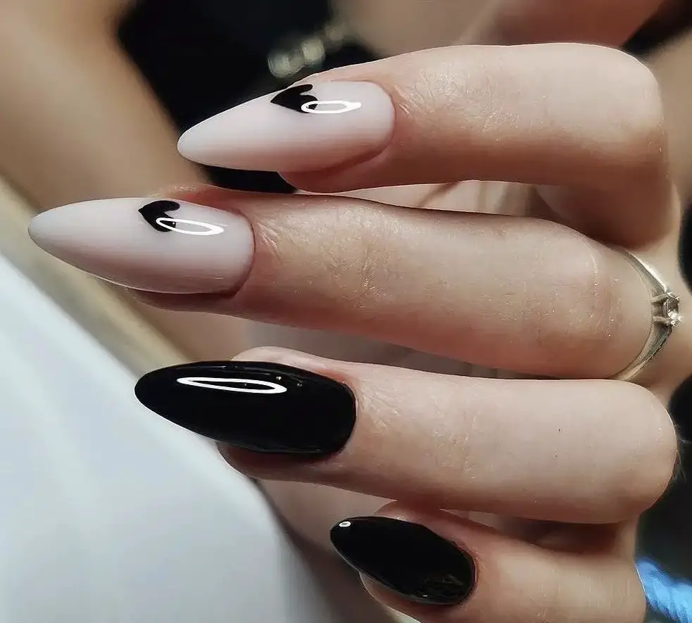 Eloquent Curves: Black Swirls on Nude Almond