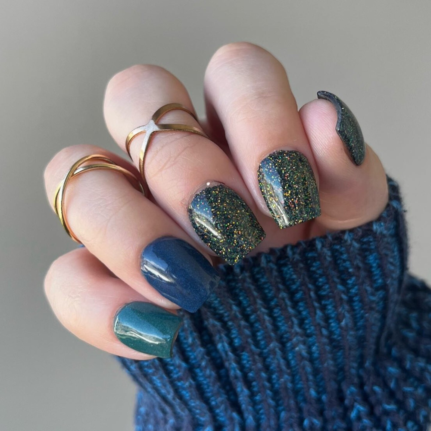 Blue and Green Glitter Gradient