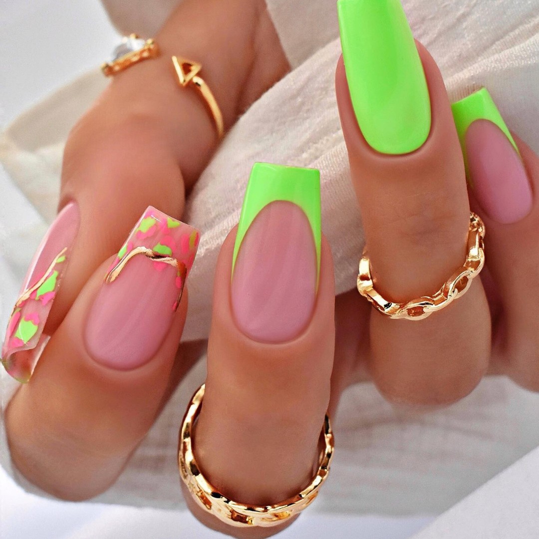 Neon and Nude Floral Fusion