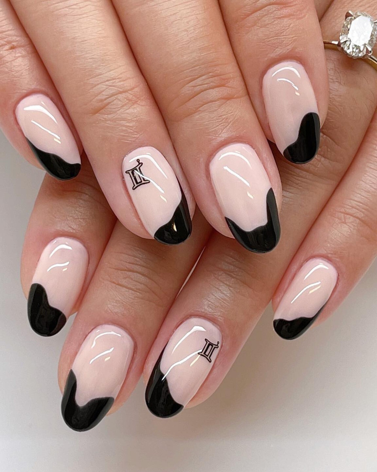 Modern French: Black Dipped Tips on a Pink Base