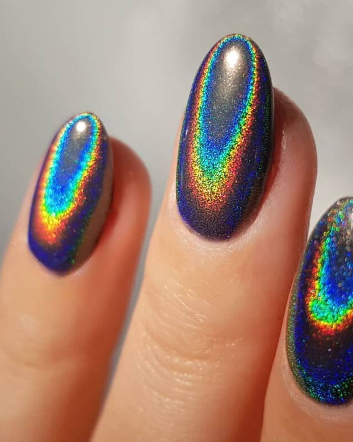 Rainbow Halo Holographic Nails