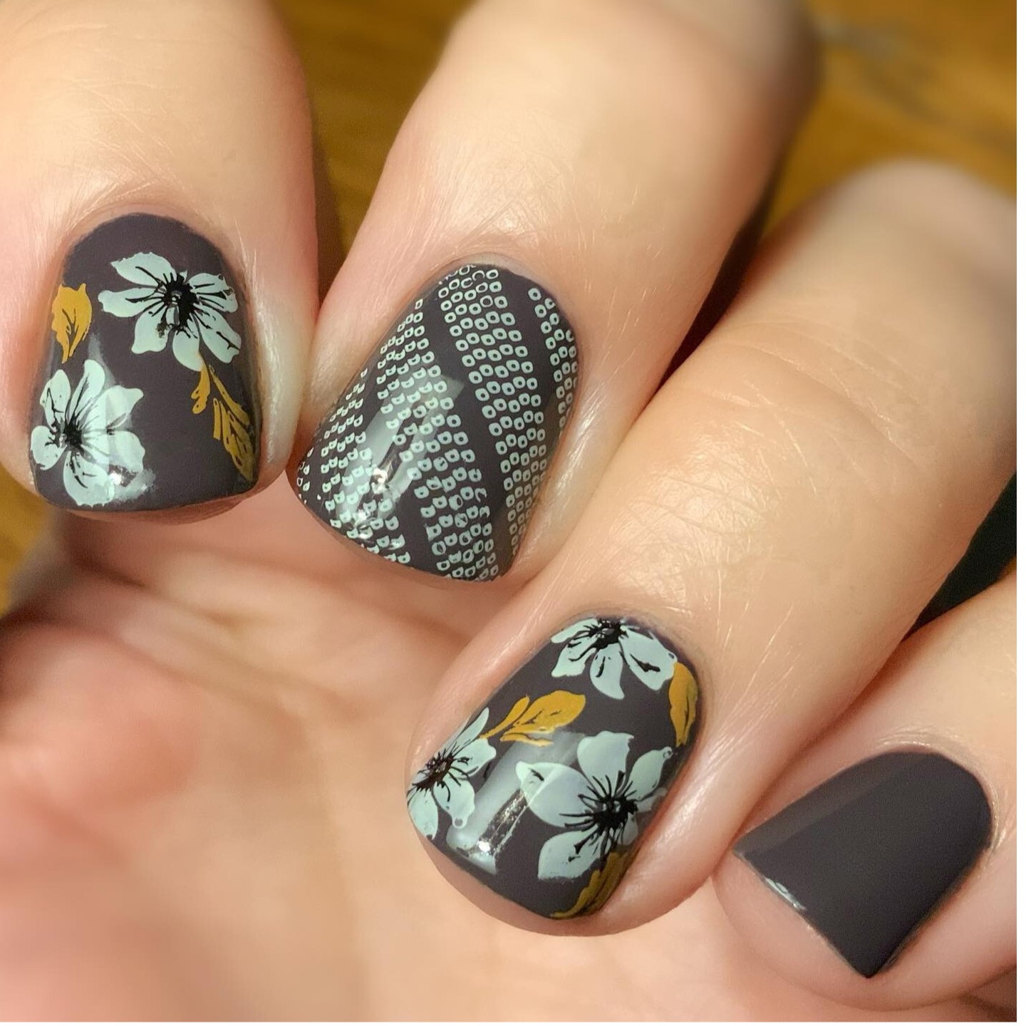 Dark Florals on Grey