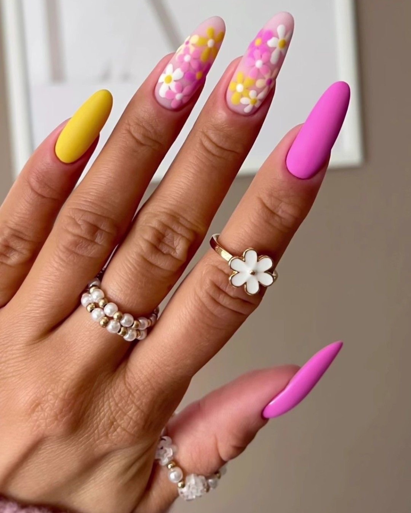 Soft Pink with Neon and Floral Accents