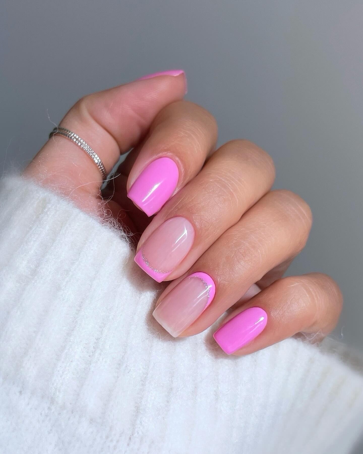 Soft Pink Gradient with Silver Detailing