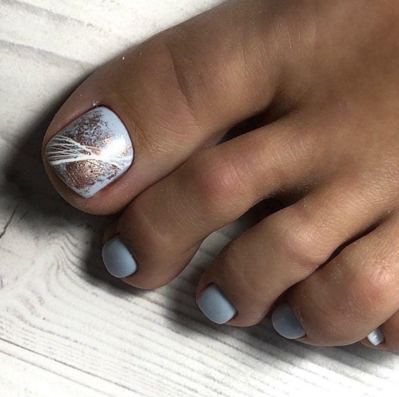 Soft Blue with Metallic Accents