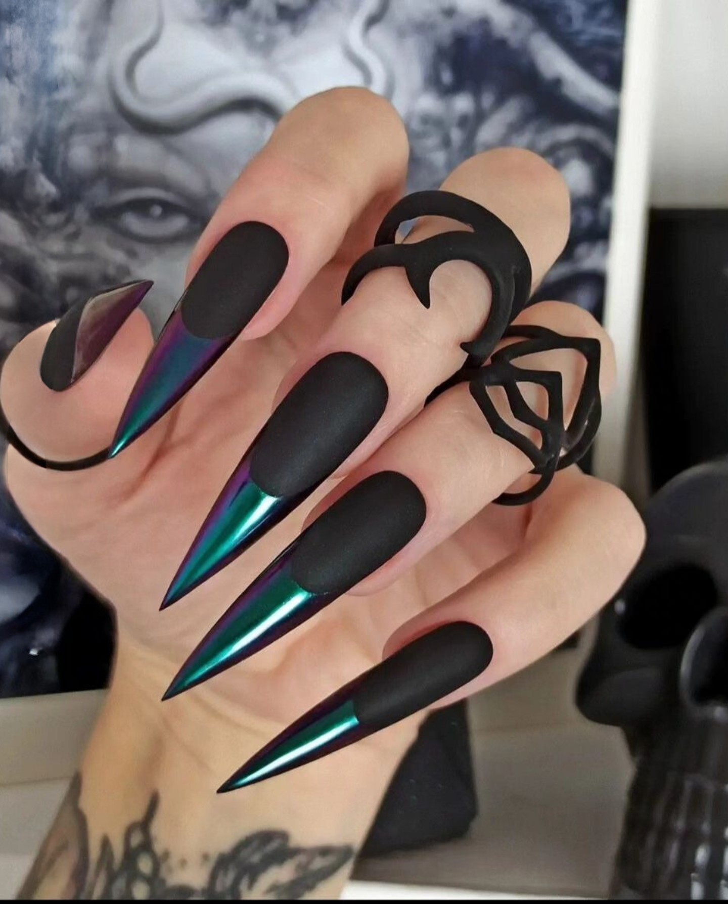 Matte Black with Holographic Tips