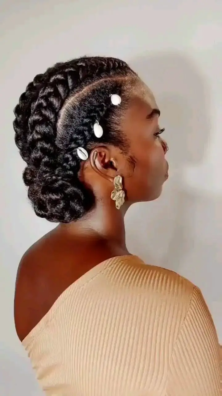 A Whimsical Updo with Cornrows and Accents