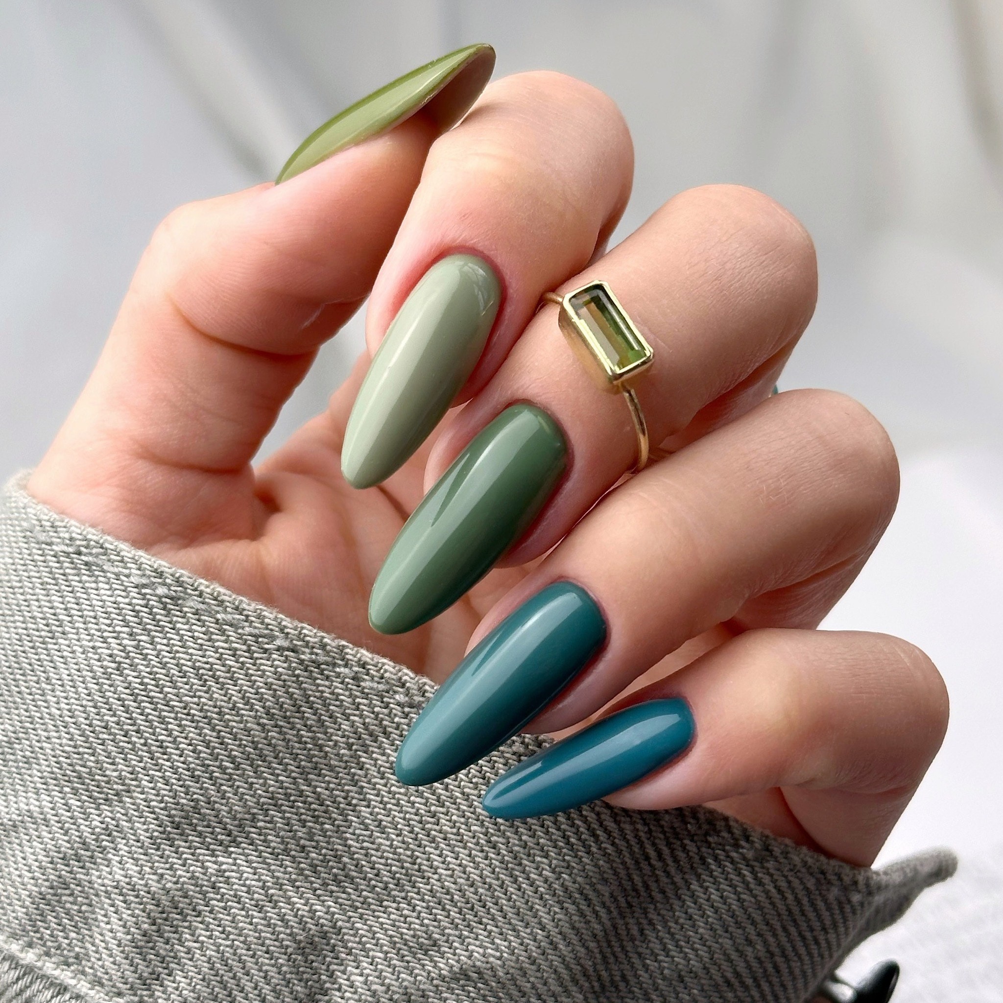 Bold Multicolor Green Nails