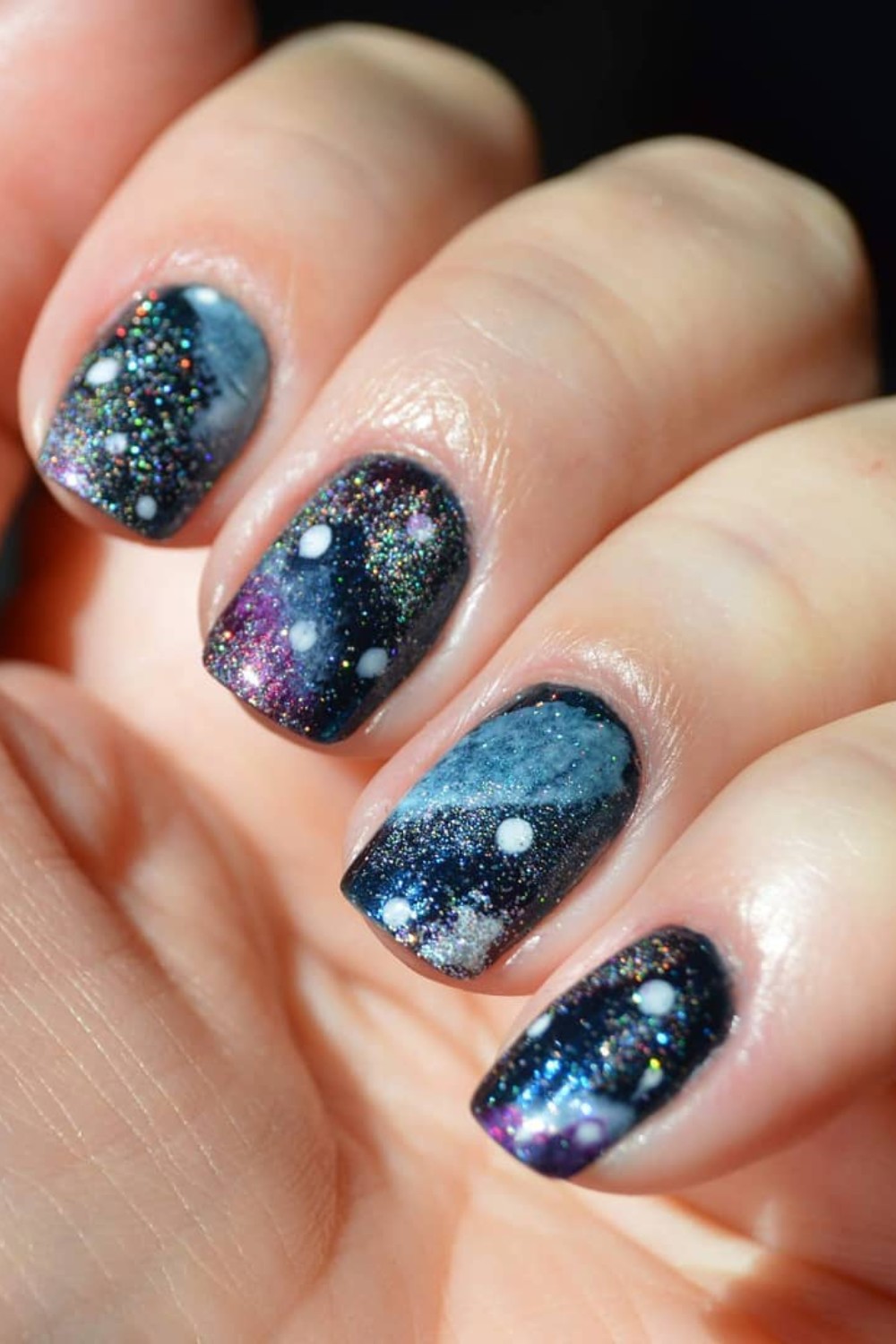 Glittery Night Sky Nails