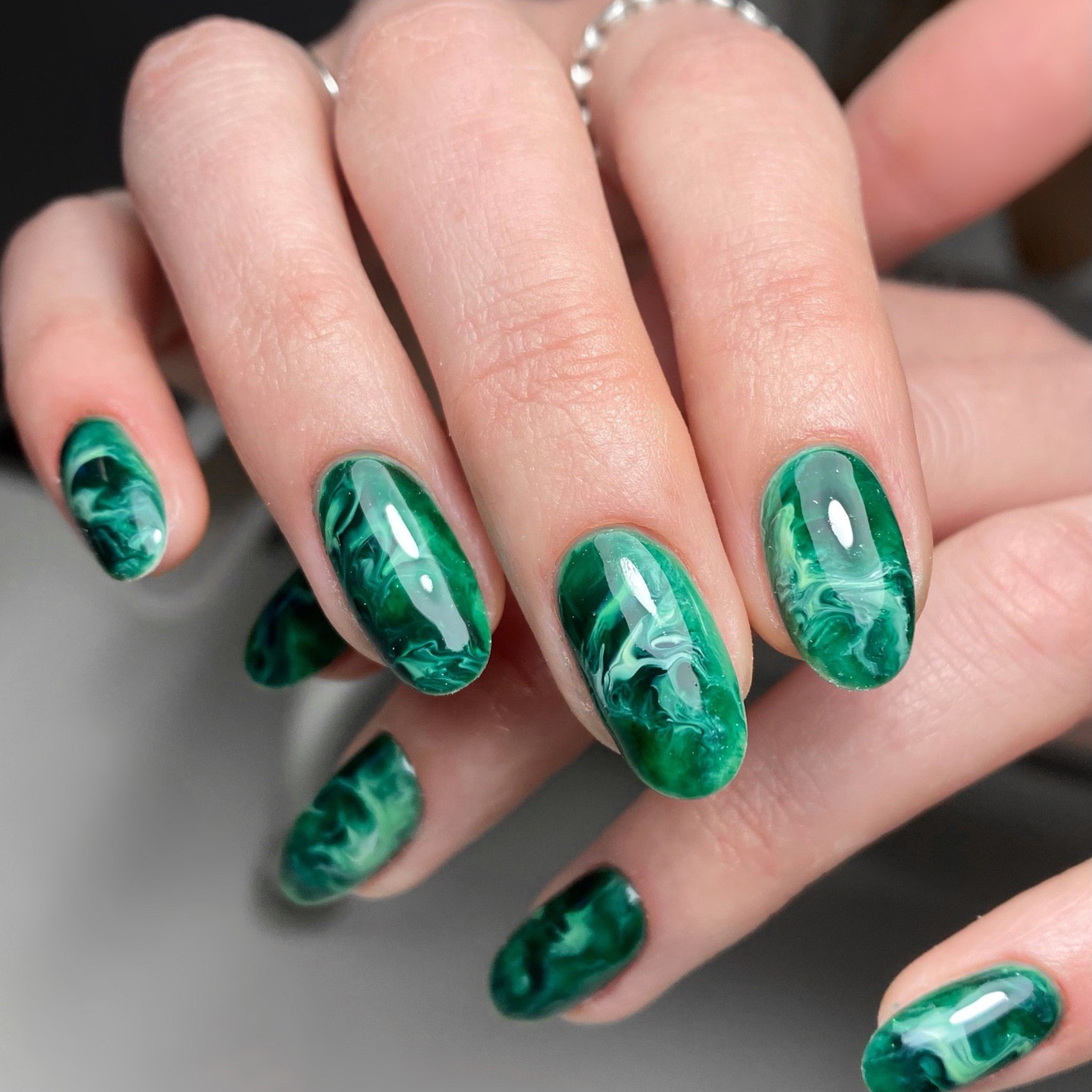 Marbled Green Nail Art