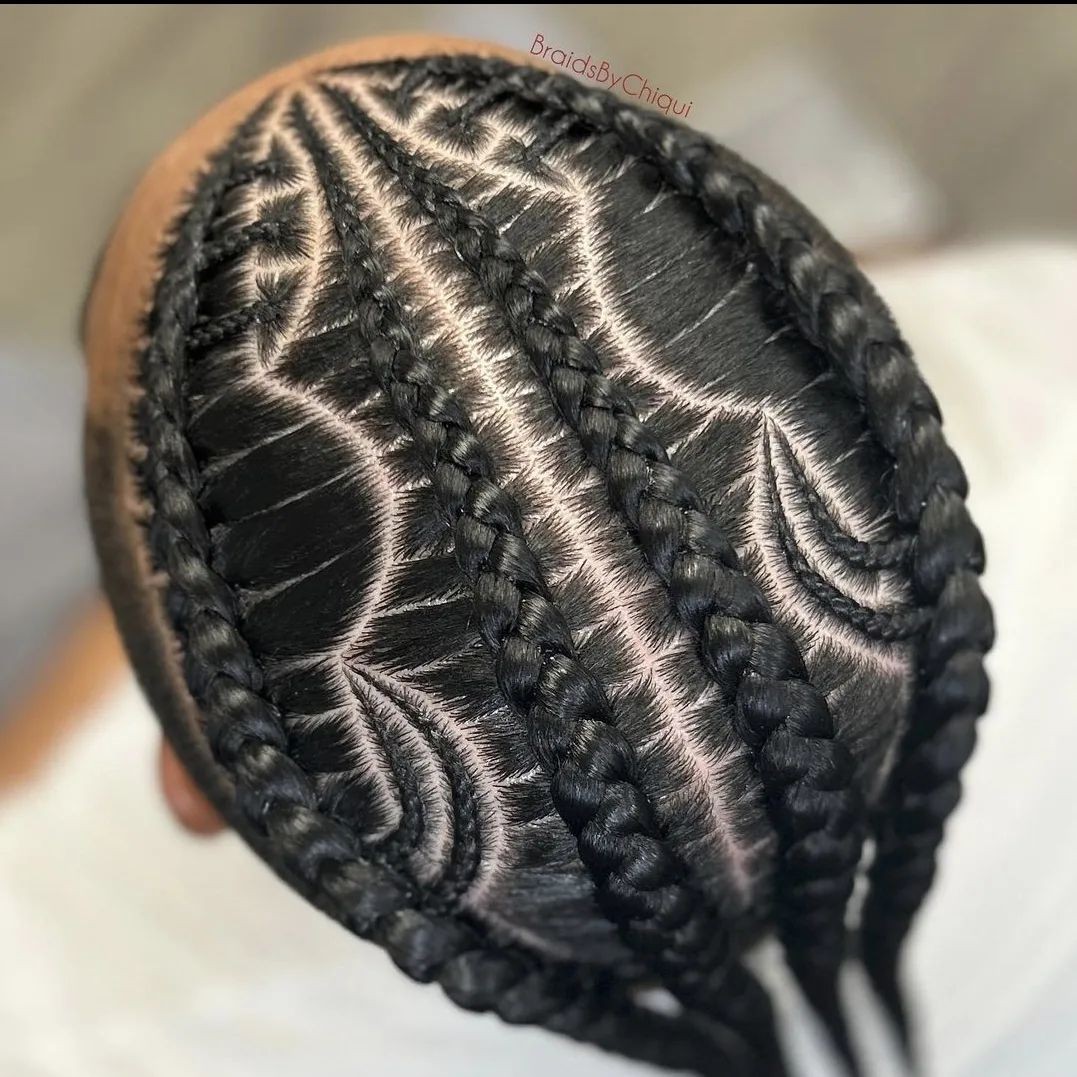 Feathered Cornrow Art for the Trendsetter