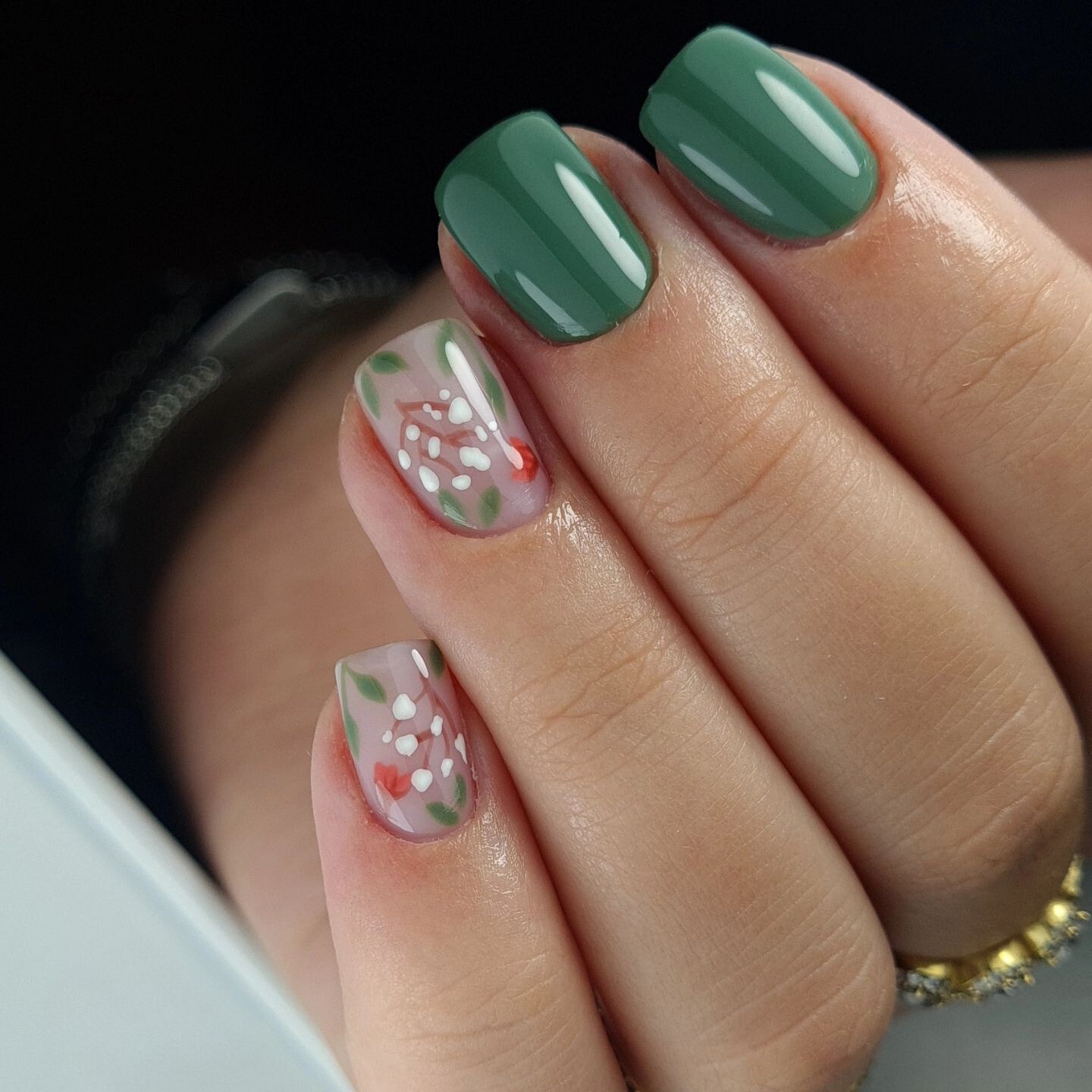 Green Elegance with Floral Accents