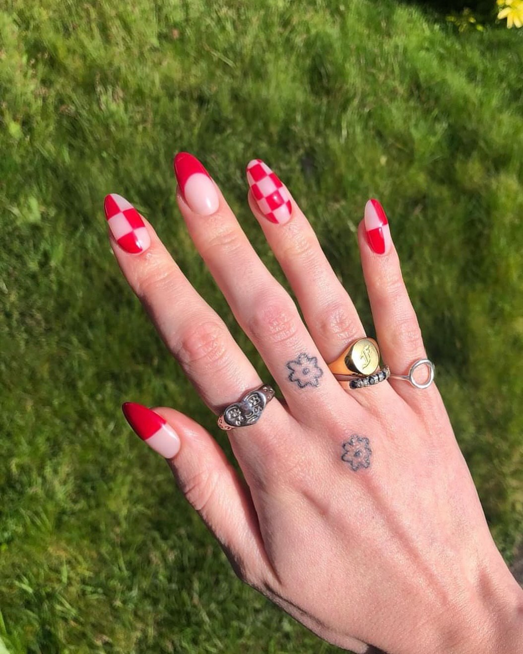 Red Checkerboard Nails