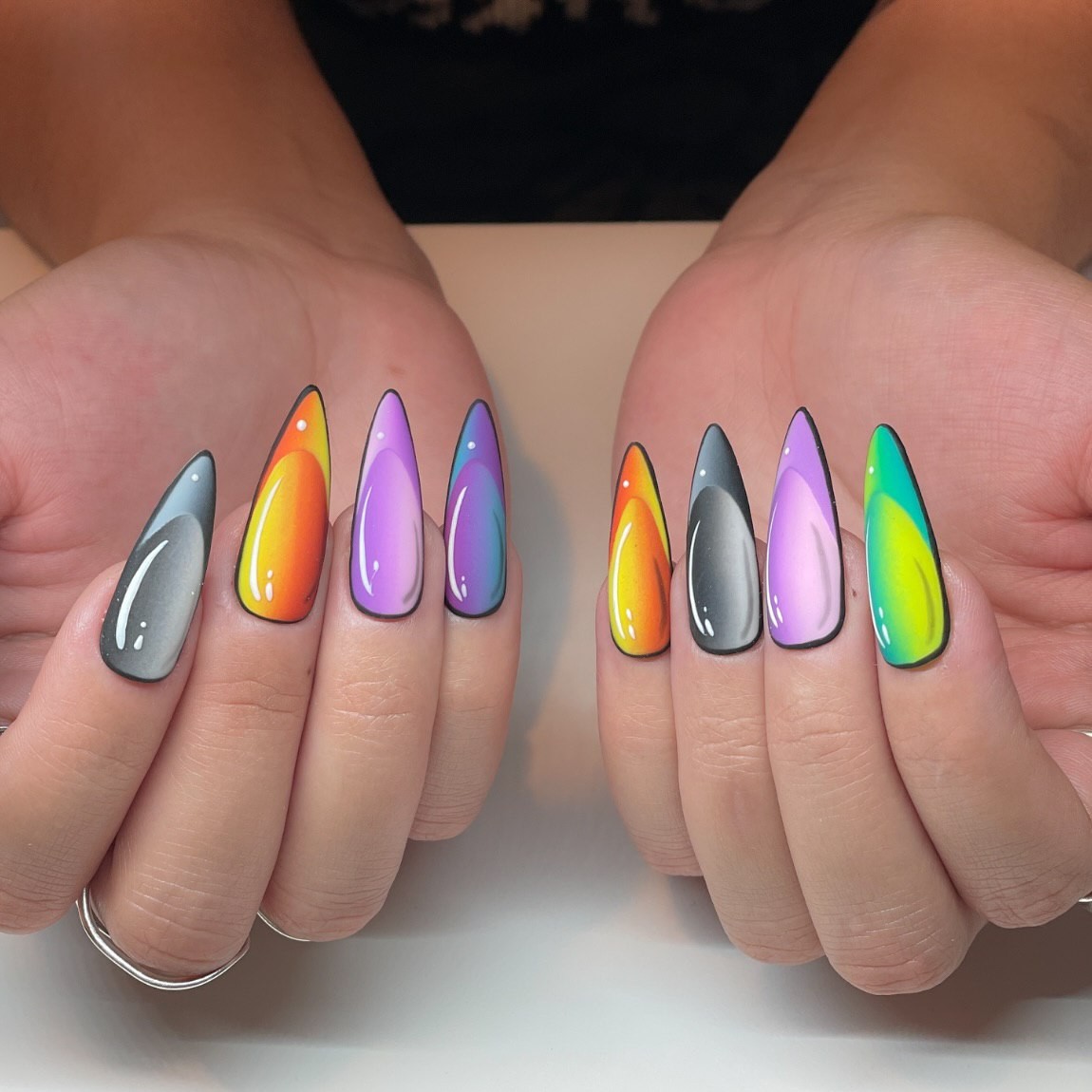 Vibrant 3D Cartoon Nails