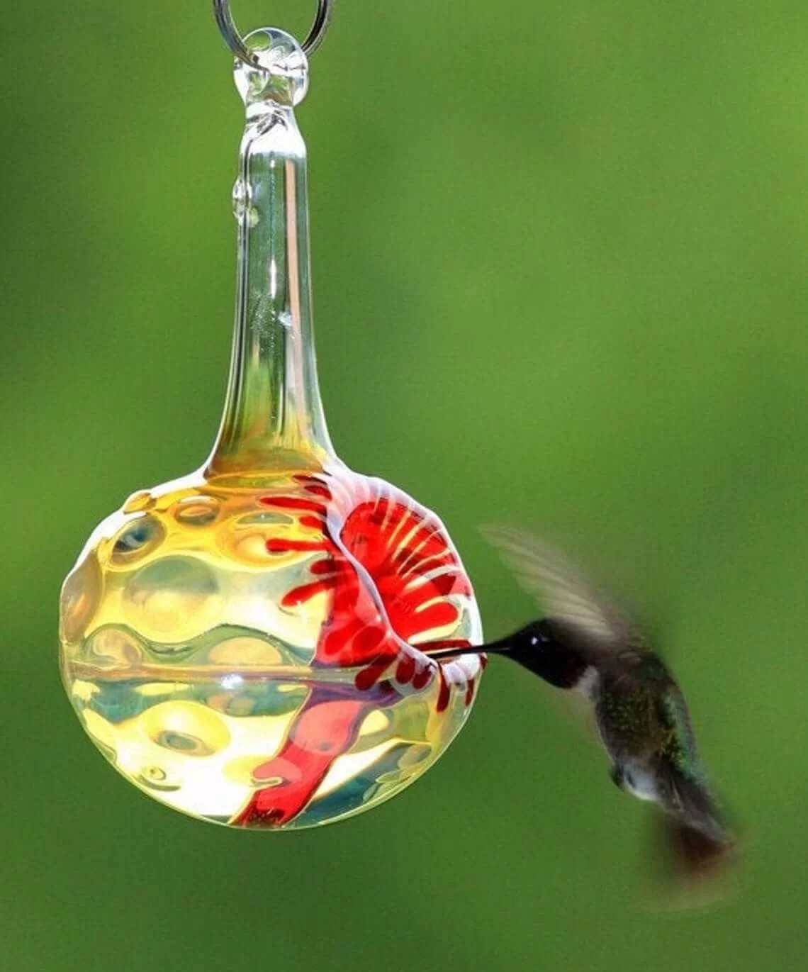 Hand-Blown Kennedy Style Hummingbird Feeder