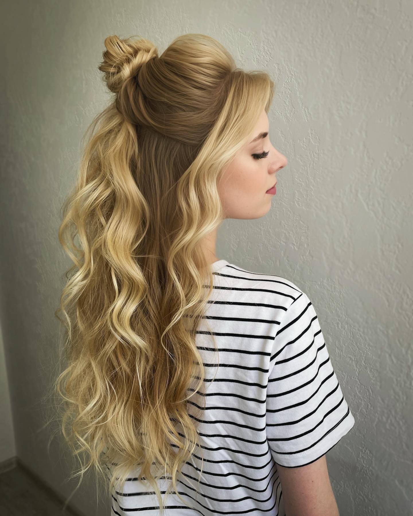 Half-Up Bun with Waves