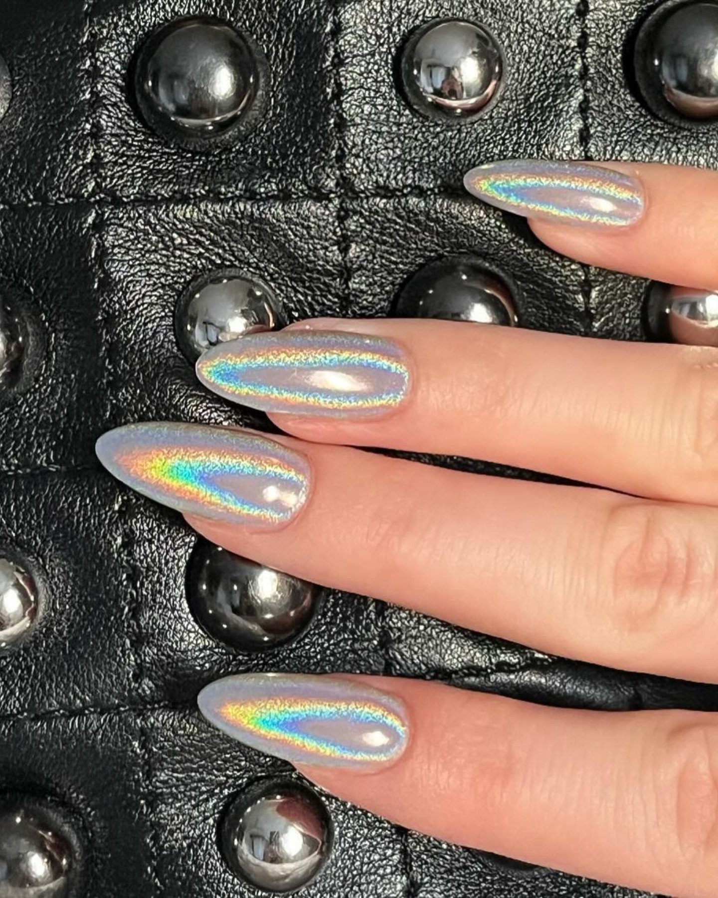 Sleek Metallic Holographic Nails