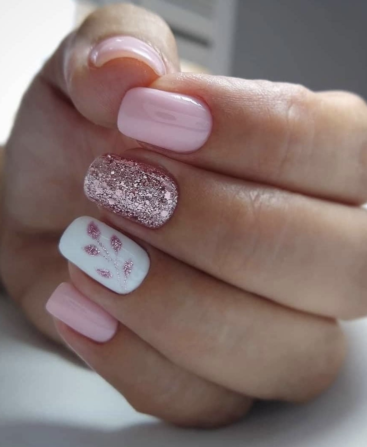 Blush Pink with Glitter Accent