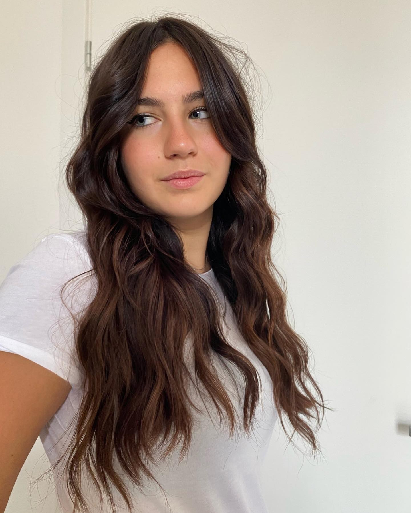 Subtle Mocha Balayage with Wavy Finish