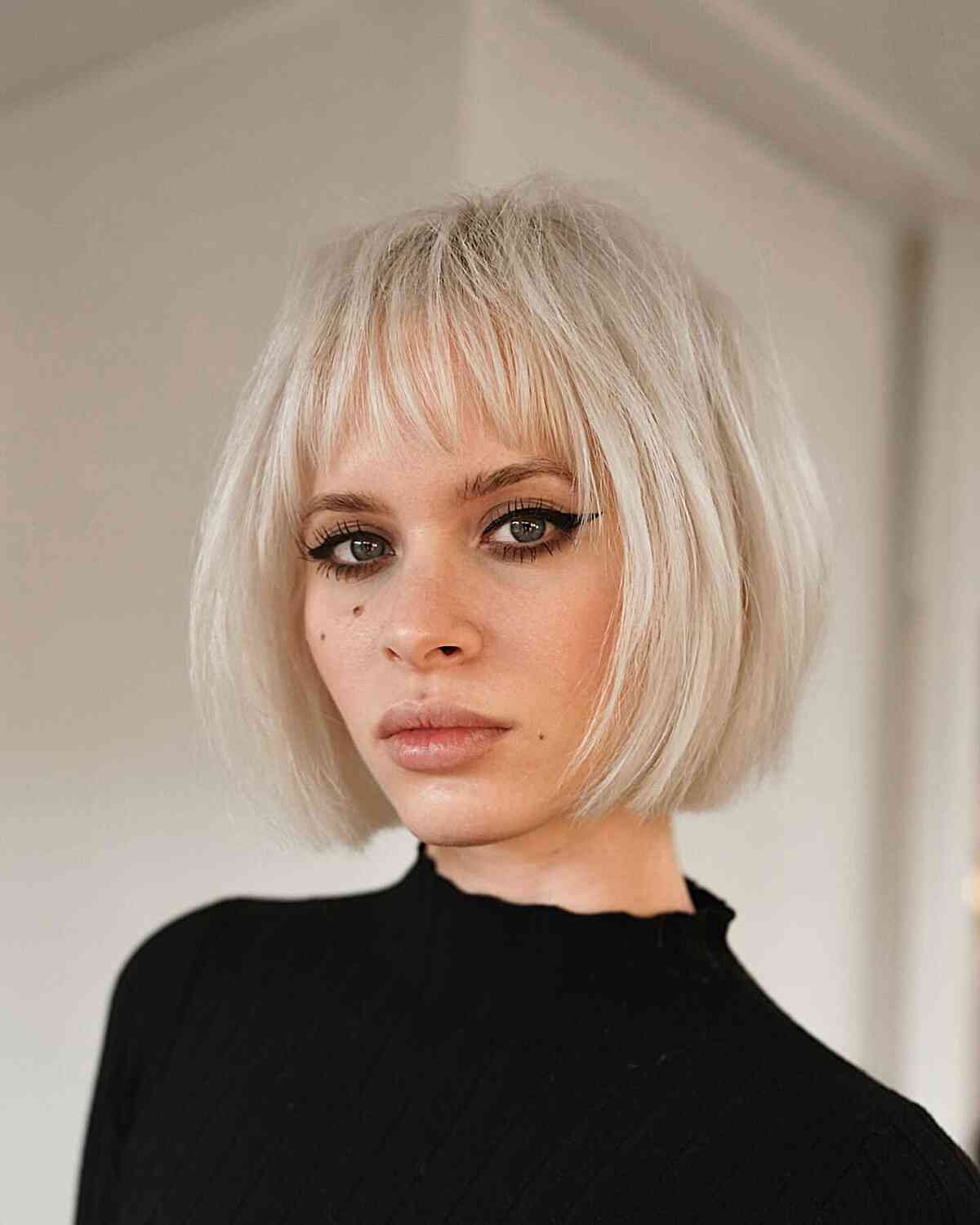 Platinum Blonde Bob with Bangs