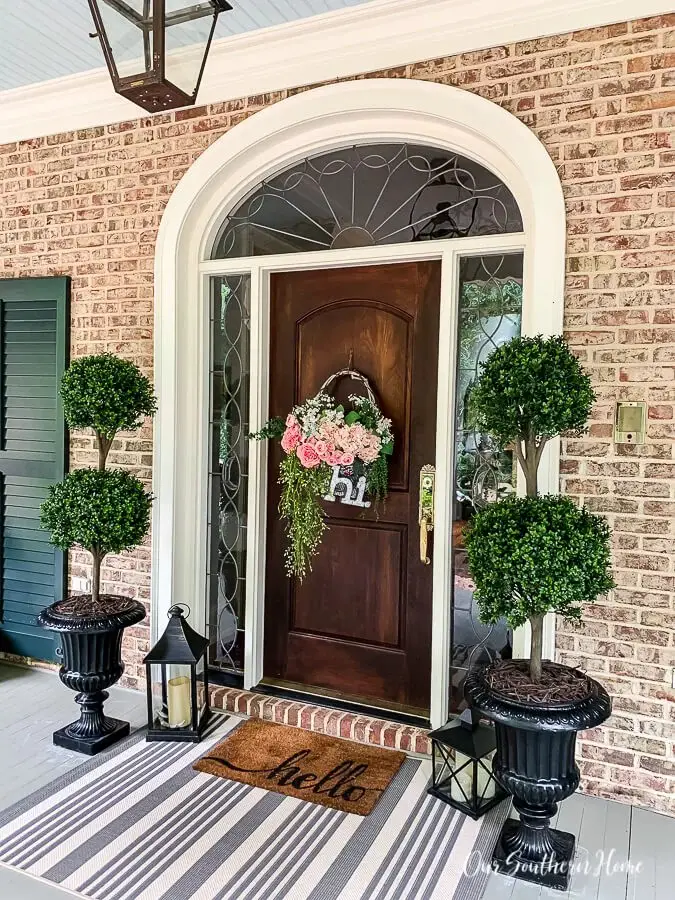 Artificial Topiaries in Painted Urns