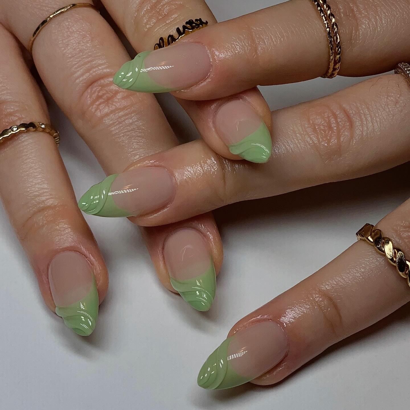 Pastel Green French Tips