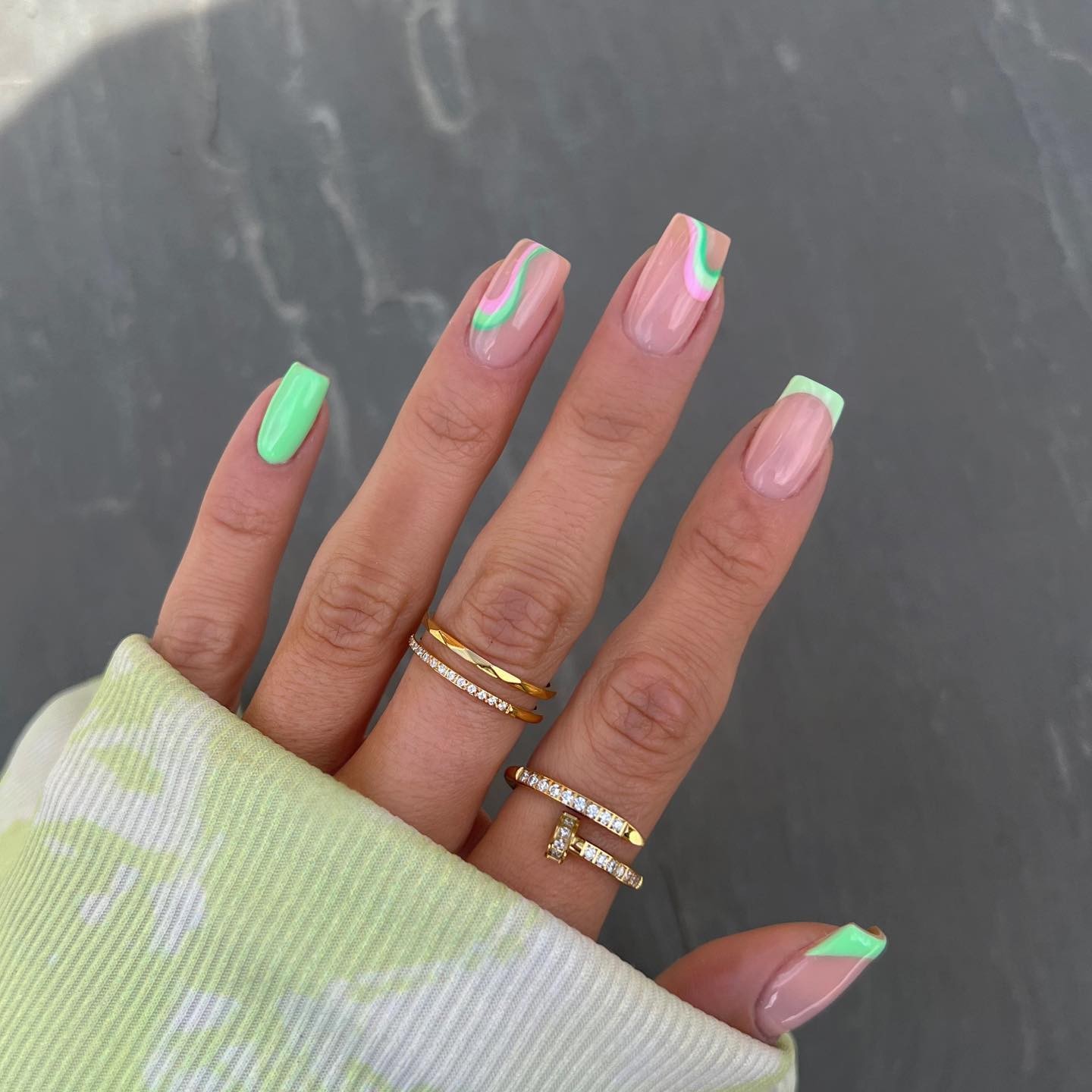 Pastel Green and Swirls