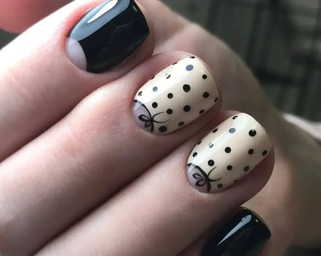 Classic Black and Nude Polka Dots