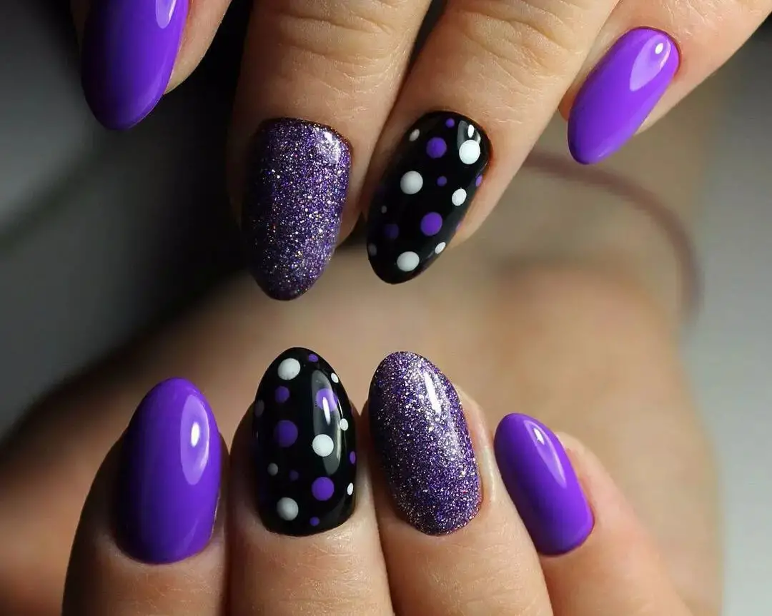 Glamorous Purple and Black Polka Dots