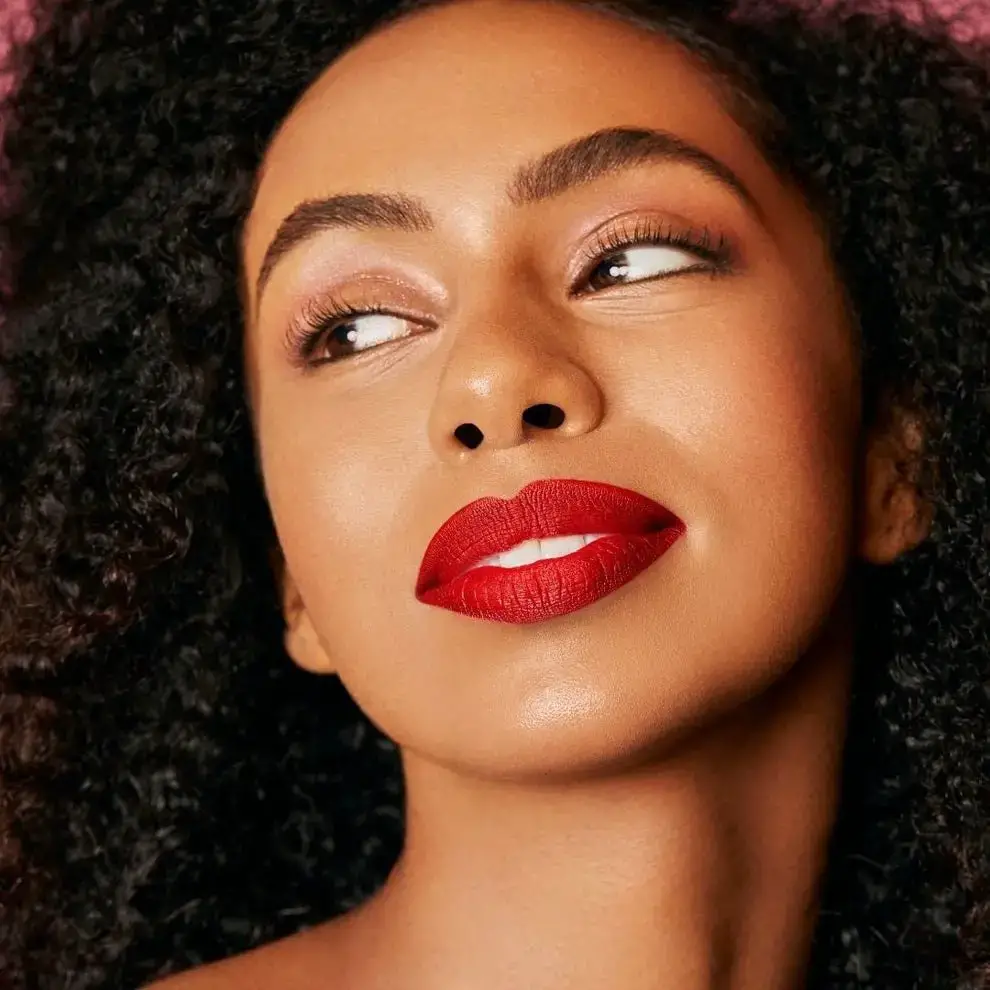 Effortless Curls with a Matte Red Lip