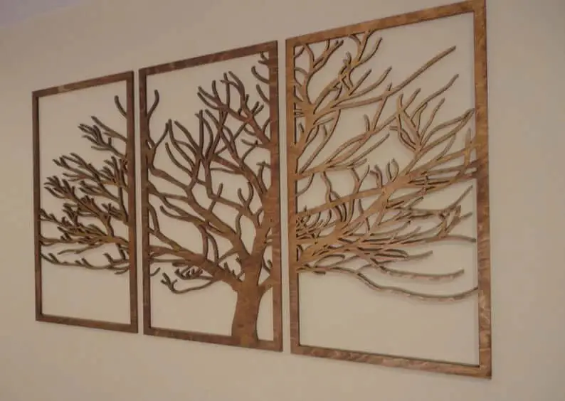 Easy-Hang Filigreed Tree Silhouette Panels