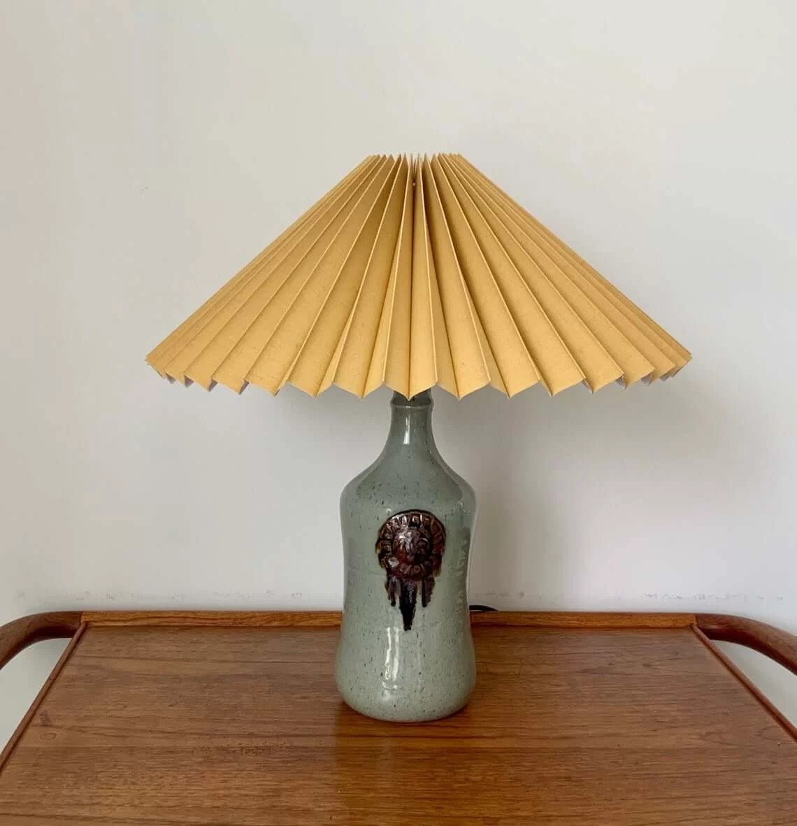 Pleated Lamp Shade with Pottery Lamp