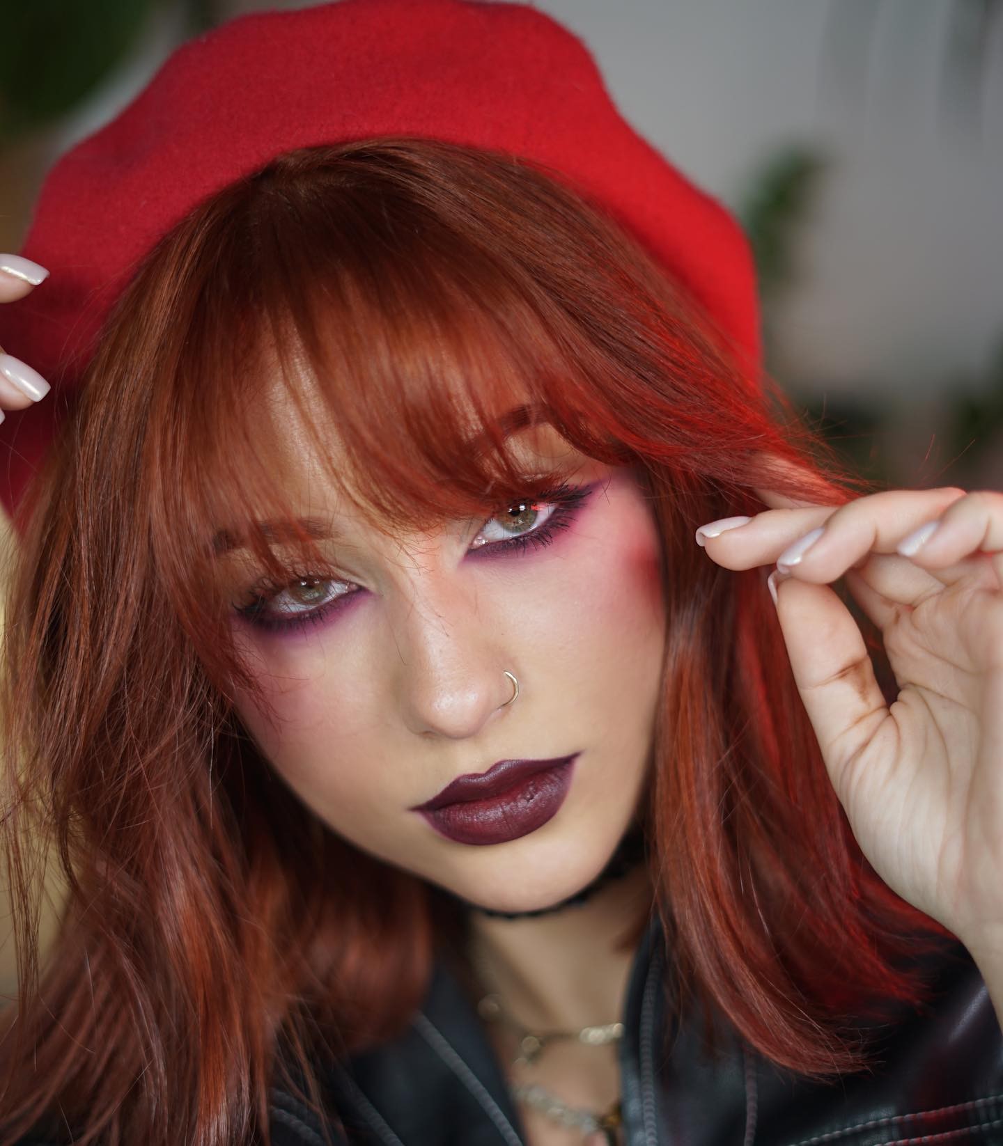 Grunge-Inspired Red and Purple Makeup