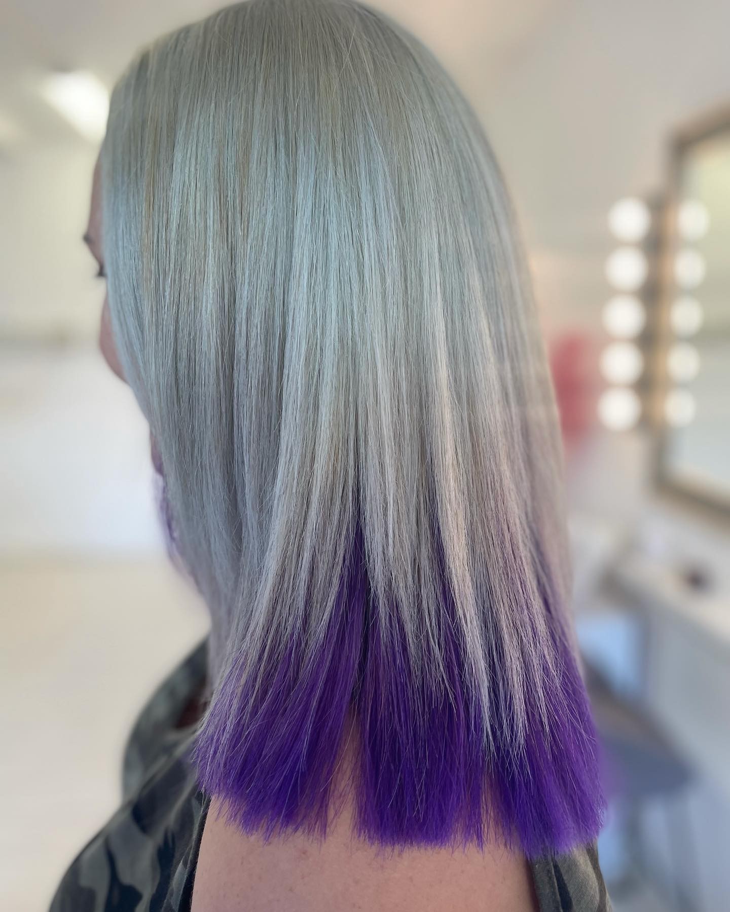 Sleek Silver with Bold Purple Tips