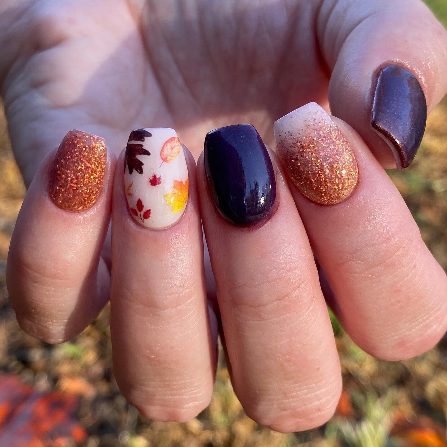 Autumn Leaves with Copper Glitter