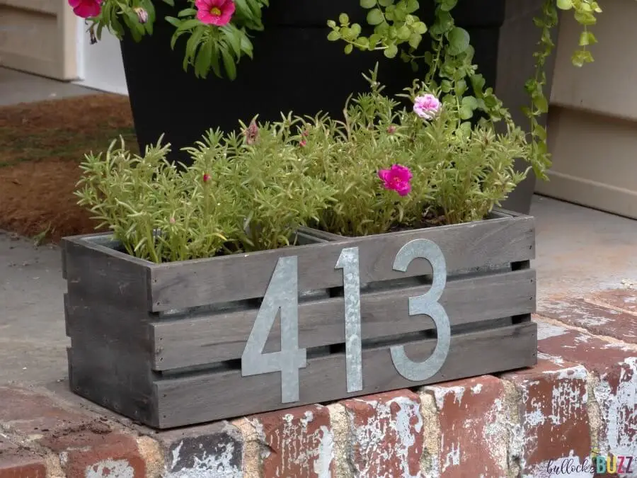 Slatted House Number Flower Box