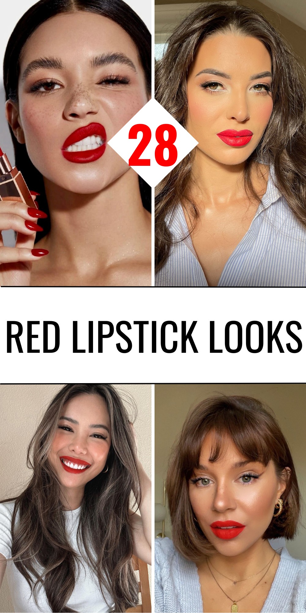 Bold Red Lip with Defined Brows