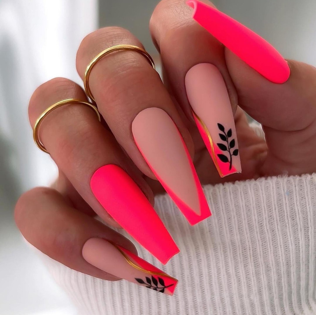 Neon Dreams: Acrylic 2024 Nails in Fluorescent Pink