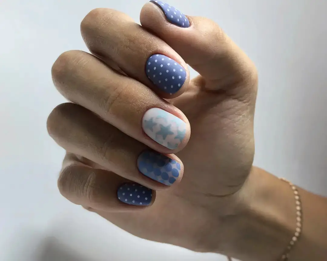 Cool Blue and White Polka Dots