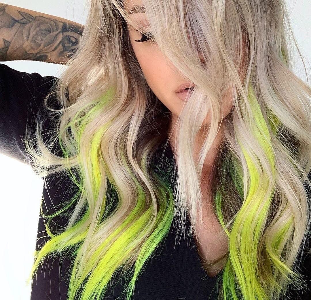 Blonde with Lime Green Highlights