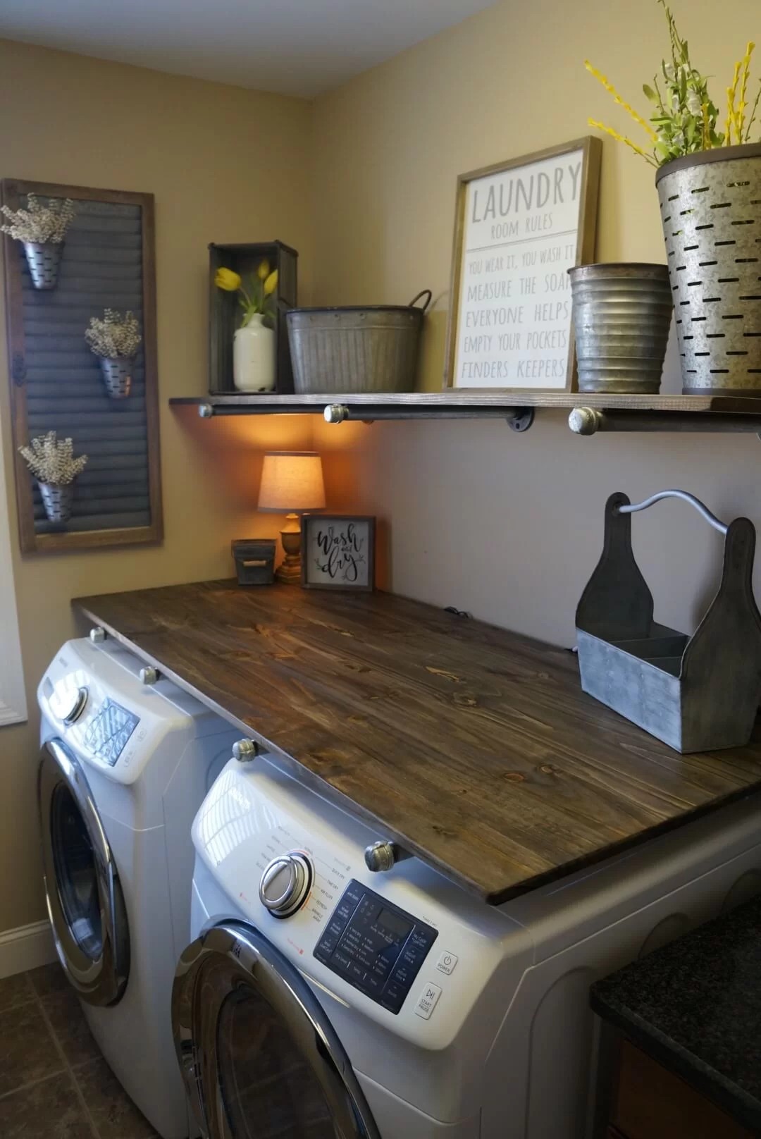 Steel, Chrome and Wood Laundry Room