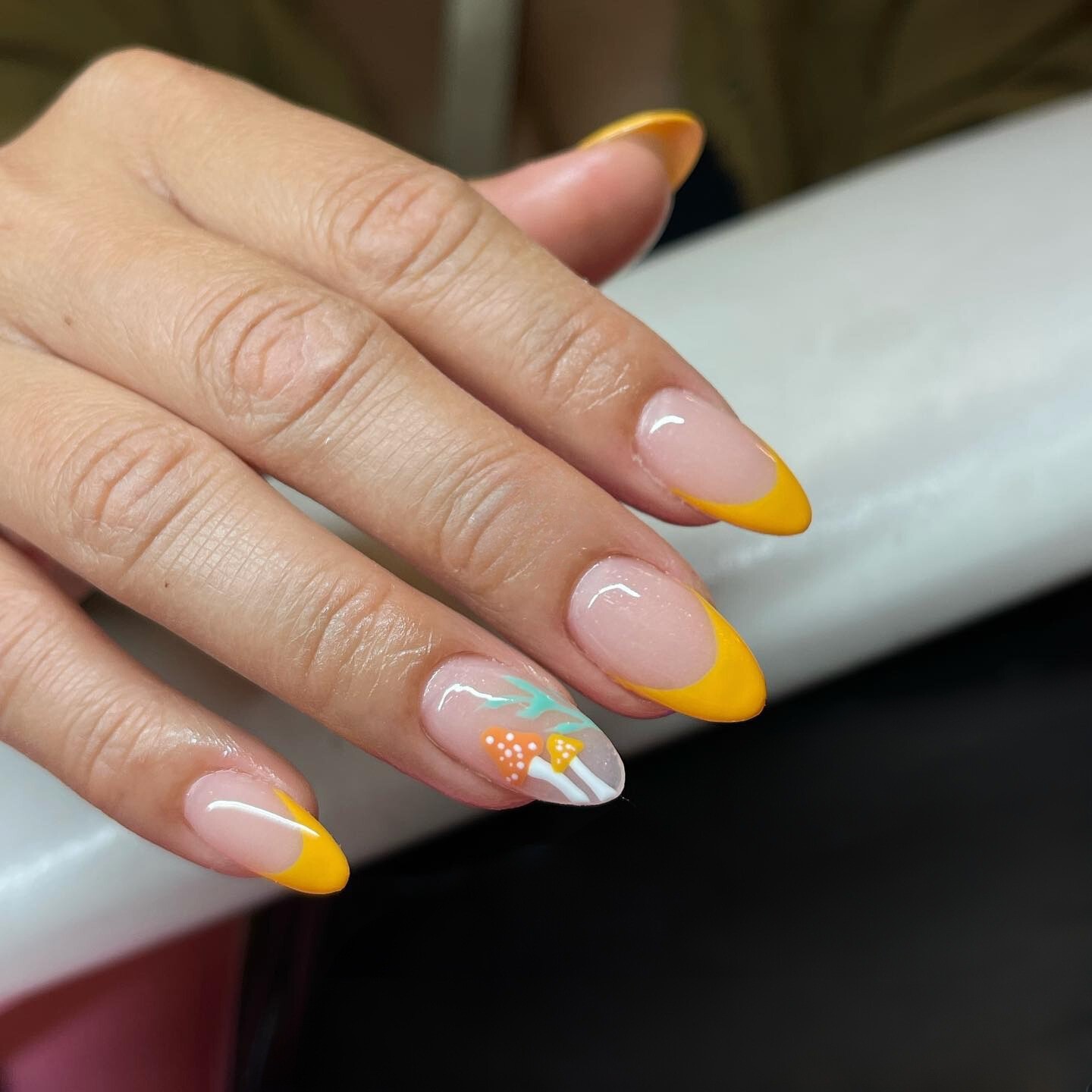 Yellow French Tips with a Twist